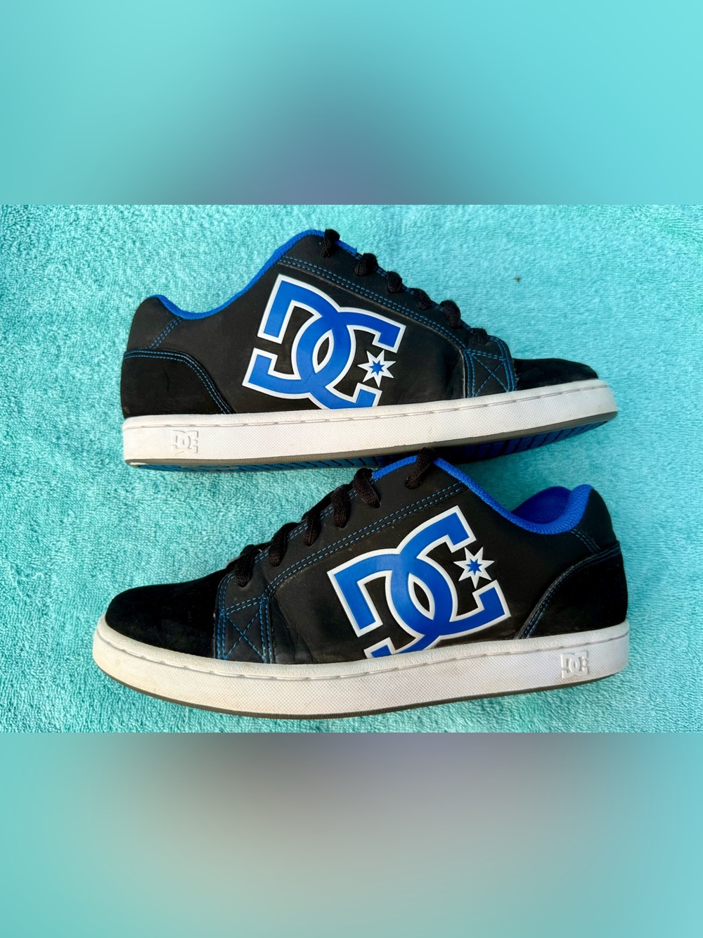 🪎DC Shoes Court Graffik Men's Skate Shoes Black & Blue Size 9 Vintage Retro